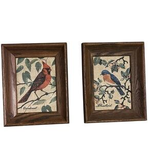 Kay Dee Wooden Framed Linen Bird Pictures